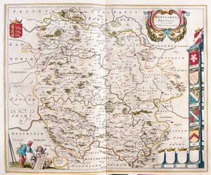 Herefordshire, w "Theatrum Orbis Terrarum, sive Atlas Novus" Willema Blaeu, Amsterdam autorstwa Willem Blaeu