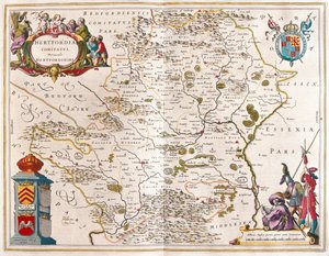 Hrabstwo Hertford, w "Theatrum Orbis Terrarum, sive Atlas Novus" Willema Blaeu, Amsterdam autorstwa Willem Blaeu