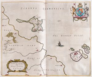 Święta wyspa i Lindisfarne, w "Theatrum Orbis Terrarum, sive Atlas Novus" Willema Blaeu, Amsterdam autorstwa Willem Blaeu