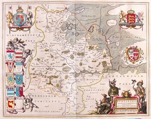 Huntington shire, w "Theatrum Orbis Terrarum, sive Atlas Novus" Willema Blaeu, Amsterdam autorstwa Willem Blaeu
