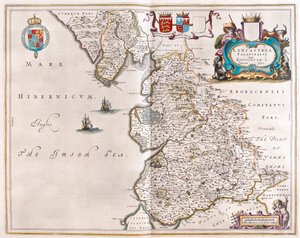 Lancaster i Lancastshire, w "Theatrum Orbis Terrarum, sive Atlas Novus" Willema Blaeu, Amsterdam autorstwa Willem Blaeu