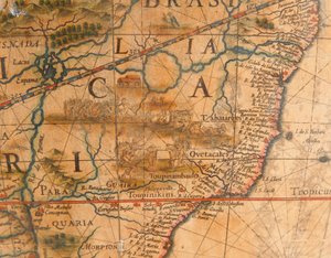 Duża para globusów bibliotecznych, ziemski 1645/48, niebieski po ok. 1630 autorstwa Willem Blaeu