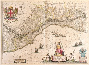 Liguria, Włochy, w "Theatrum Orbis Terrarum, sive Atlas Novus" Willema Blaeu, Amsterdam autorstwa Willem Blaeu