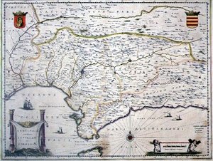 Mapa Andaluzji, Hiszpania (grawerowanie)