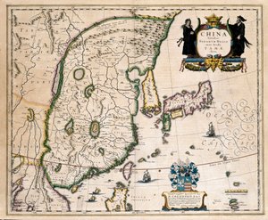Mapa Chin, Japonii i Korei. (rytownictwo autorstwa Willem Blaeu