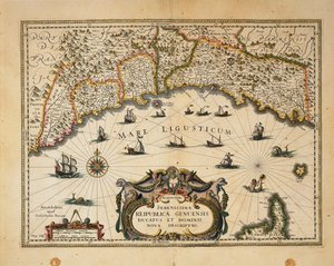 Mapa Księstwa Monferrato, autorstwa Willema Blaeu Grawerowanie z regionów Włoch autorstwa Willem Blaeu