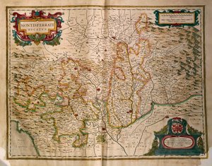 Mapa Księstwa Monferrato, z Regionum Italiae, autorstwa Willema Blaeu, rycina autorstwa Willem Blaeu