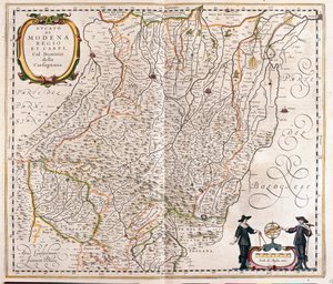 Modena, Reggio Emilia, Carpi, końcowa część Garfagnana, Włochy, w "Theatrum Orbis Terrarum, sive Atlas Novus" Willema Blaeu, Amsterdam autorstwa Willem Blaeu