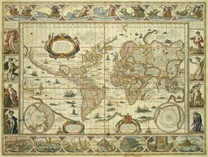 Nowa mapa świata i mapa hydrograficzna, Willem Janszoon Blaeu (1571-1638), Amsterdam