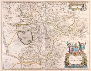 Perugia, Włochy, w "Theatrum Orbis Terrarum, sive Atlas Novus" Willema Blaeu, Amsterdam autorstwa Willem Blaeu