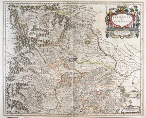Piemont (region Włoch), w "Theatrum Orbis Terrarum, sive Atlas Novus" Willema Blaeu, Amsterdam autorstwa Willem Blaeu