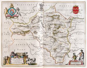 Radnorshire, w "Theatrum Orbis Terrarum, sive Atlas Novus" Willema Blaeu, Amsterdam autorstwa Willem Blaeu