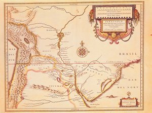 Rio de ll Plate, Silver River i Parana Basin w Paragwaju, z Atlasu Willema Blaeu autorstwa Willem Blaeu