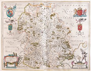 Shropshire, w "Theatrum Orbis Terrarum, sive Atlas Novus" Willema Blaeu, Amsterdam autorstwa Willem Blaeu