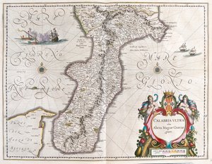 Południe Kalabrii, Włochy, w "Theatrum Orbis Terrarum, sive Atlas Novus" Willema Blaeu, Amsterdam autorstwa Willem Blaeu