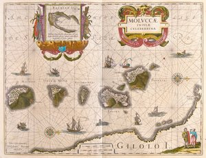 Wyspy Korzenne i wyspa Bachian (Batjan), w "Theatrum Orbis Terrarum, sive Atlas Novus" Willema Blaeu, Amsterdam autorstwa Willem Blaeu