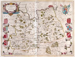 Surrey, w "Theatrum Orbis Terrarum, sive Atlas Novus" Willema Blaeu, Amsterdam autorstwa Willem Blaeu