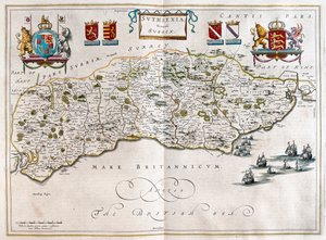 Sussex, w "Theatrum Orbis Terrarum, sive Atlas Novus" Willema Blaeu, Amsterdam autorstwa Willem Blaeu