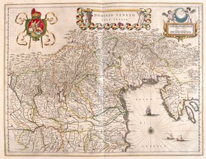 Terriory Veneto i Terviso, Włochy, w "Theatrum Orbis Terrarum, sive Atlas Novus" Willema Blaeu, Amsterdam autorstwa Willem Blaeu