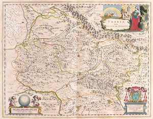 Umbria, Włochy, w "Theatrum Orbis Terrarum, sive Atlas Novus" Willema Blaeu, Amsterdam autorstwa Willem Blaeu