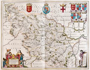 West riding of Yorkshire, w "Theatrum Orbis Terrarum, sive Atlas Novus" Willema Blaeu, Amsterdam autorstwa Willem Blaeu