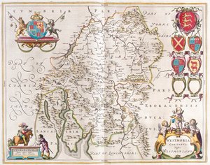 Westmorland, w "Theatrum Orbis Terrarum, sive Atlas Novus" Willema Blaeu, Amsterdam autorstwa Willem Blaeu