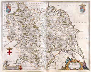 Yorkshire, w "Theatrum Orbis Terrarum, sive Atlas Novus" Willema Blaeu, Amsterdam autorstwa Willem Blaeu