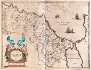 Afryka północno-zachodnia i Maroko, w "Theatrum Orbis Terrarum, sive Atlas Novus" Willema Blaeu, Amsterdam autorstwa Willem Blaeu