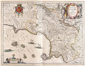 region Kampanii, Włochy, w "Theatrum Orbis Terrarum, sive Atlas Novus" Willema Blaeu, Amsterdam autorstwa Willem Blaeu