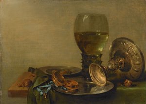 Martwa natura ze srebrną tazzą autorstwa Willem Claesz. Heda