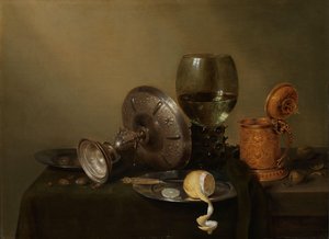Martwa natura ze złoconym kuflem piwa autorstwa Willem Claesz. Heda