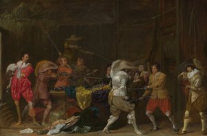 Żołnierze walczący o łupy w stodole, ok. 1623 r.