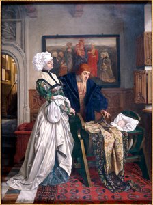 „Charles V i Jeanne Vandergeynst w kołysce ich córki Małgorzaty”, 1870. autorstwa Willem Geets