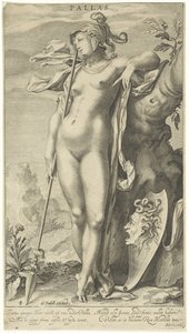 Minerwa przy drzewie Pallas (tytuł na obiekcie) Wyrok Paryża (tytuł serii) autorstwa Willem Isaacsz. van Swanenburg