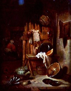 Wnętrze kuchni (olej na płótnie) autorstwa Willem Kalf
