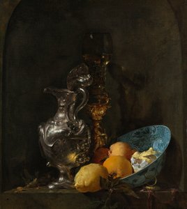 Martwa natura ze srebrnym dzbanem i porcelanową misą autorstwa Willem Kalf