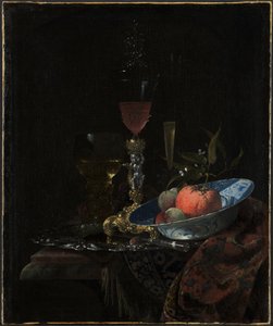 Kieliszek do wina i miska owoców autorstwa Willem Kalf