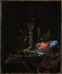 Kieliszek do wina i miska owoców autorstwa Willem Kalf