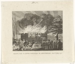 Pożar w Lands Zeemagazijn w Amsterdamie, 6 lipca 1791 r. Magazyn Brand of