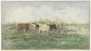 Krowy przy kałuży autorstwa Willem Maris
