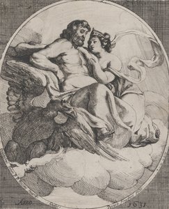 Jowisz i Junona siedzą na chmurach, z orłem trzymającym pioruny poniżej po lewej stronie, 1631. autorstwa Willem Panneels