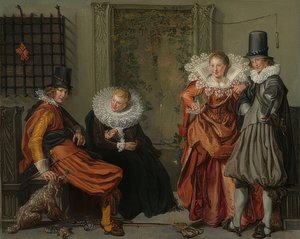 Elegancka para zalotów. Około 1616-20