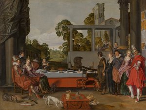 Wesoła firma na tarasie, 1616-17