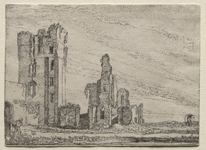 Ruiny zamku Huys Te Kleef koło Haarlemu, ok. 1930 r. 1616.