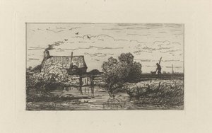 Widok na farmę na wodzie autorstwa Willem Roelofs (I)
