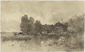 Krajobraz z farmą autorstwa Willem Roelofs (I)