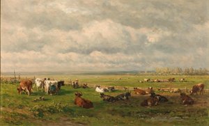 Łąka z bydłem Weidelandschap spotkał się z vee autorstwa Willem Roelofs (I)