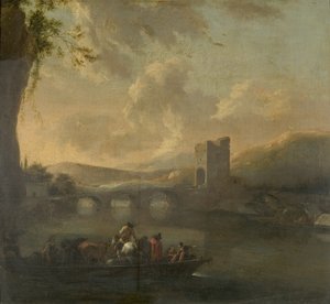 Prom przepływający przez rzekę, ok. 1640 (olej na płótnie ułożony na panelu)