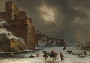 Mury miejskie zimą, ok. 1650-70 (olej na płótnie)