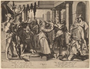 Wyrok Salomona autorstwa Willem Swanenburgh after Joachim Anthonisz Wtewael